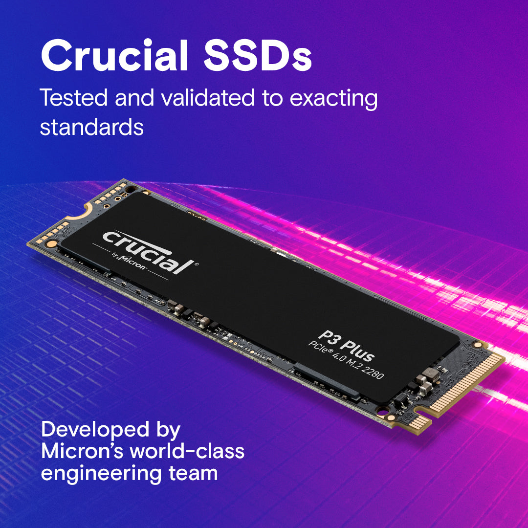 Crucial P3 Plus NVMe PCIe M.2 GEN4 3D NAND Solid State Drive up to 4700MB/s | 500GB 1TB 2TB 4TB Capacity Crucial P3 Plus NVMe PCIe M.2 GEN4 3D NAND Solid State Drive up to 4700MB/s | 500GB 1TB 2TB 4TB Capacity